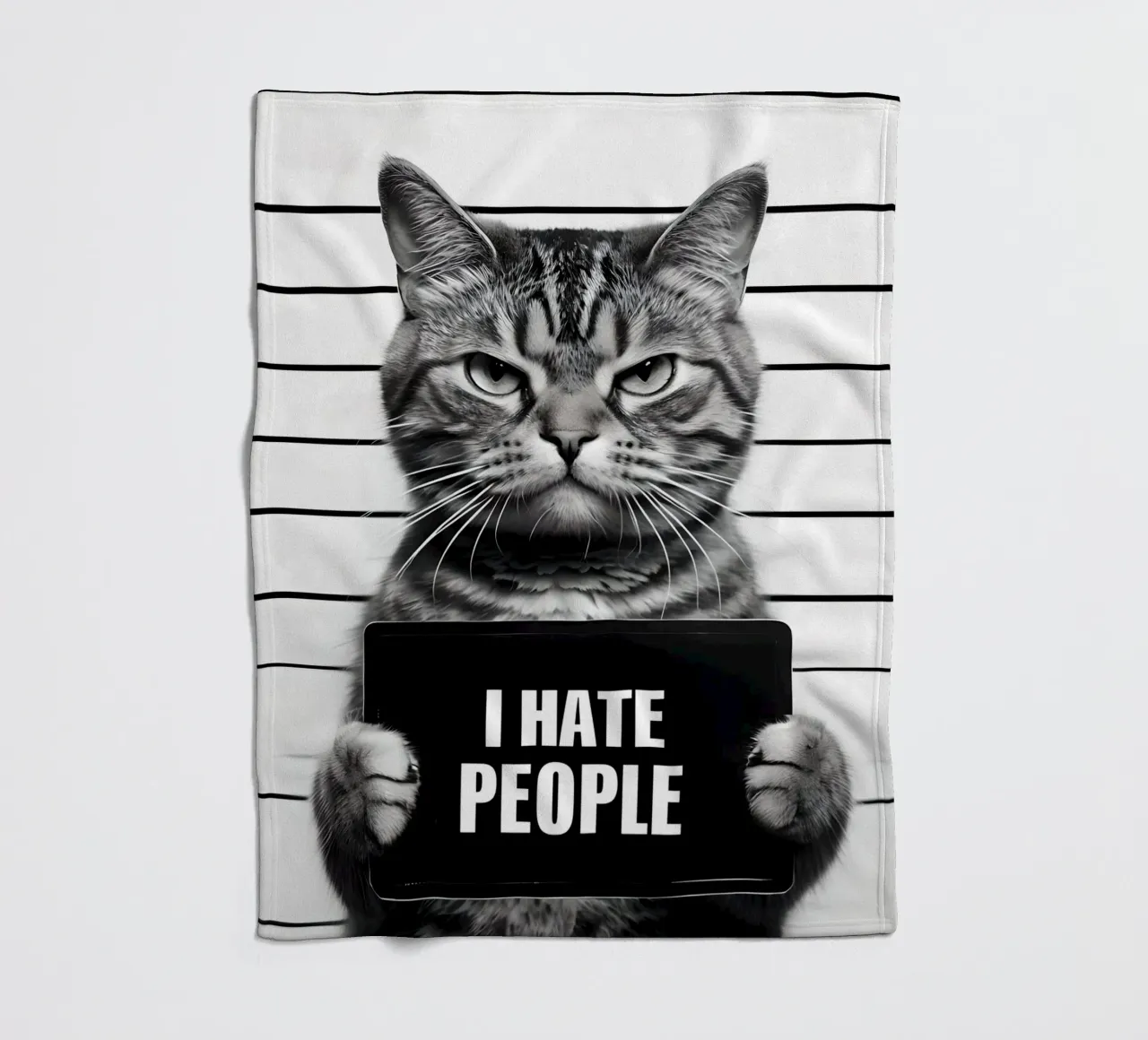 Grumpy Cat Mugshot "Ich hasse Menschen" Fleecedecke von 🥝 KIWI STORE