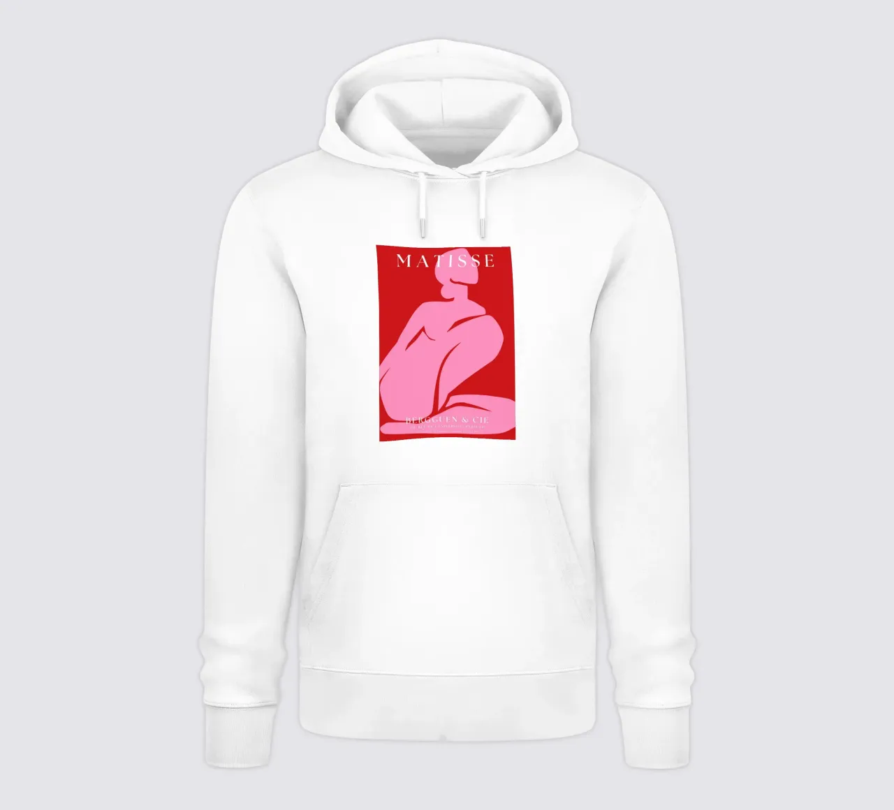 Forma femminile astratta di colore rosa su sfondo rosso audace felpa con cappuccio da The Art Club