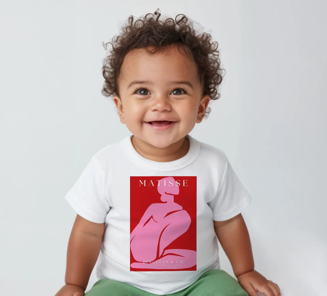 Forma femminile astratta di colore rosa su sfondo rosso audace maglietta neonato da The Art Club