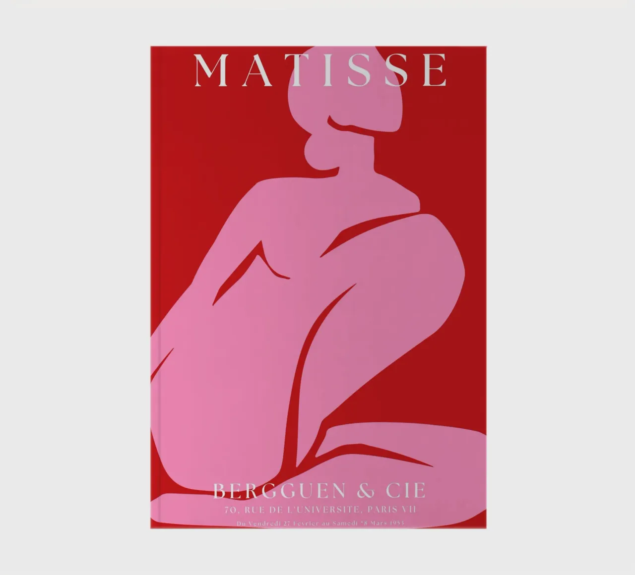 Pink Abstract Female Form on Bold Red Background notebook by The Art Club