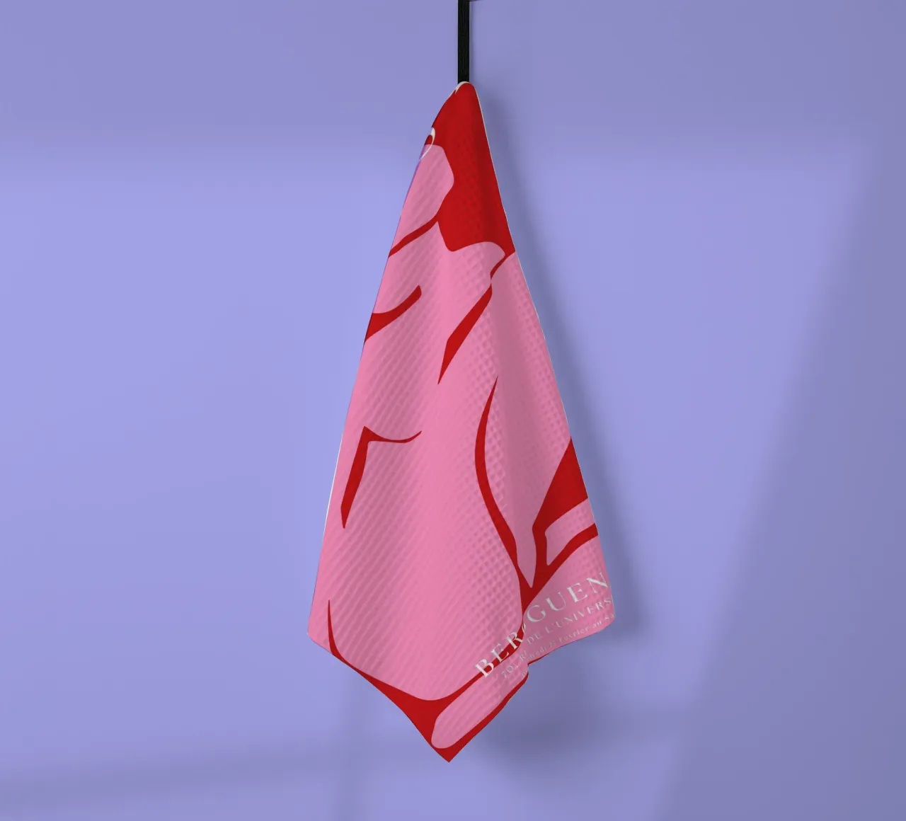 Forma femminile astratta di colore rosa su sfondo rosso audace canovaccio da cucina da The Art Club
