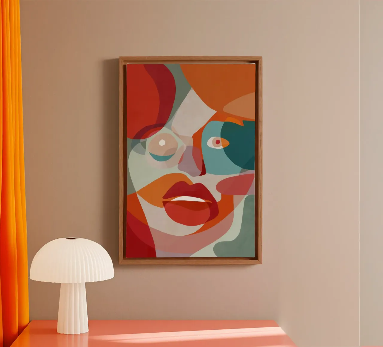 Gefragmenteerd schoonheidsportret canvas met Baklijst van Thistle Bloom
