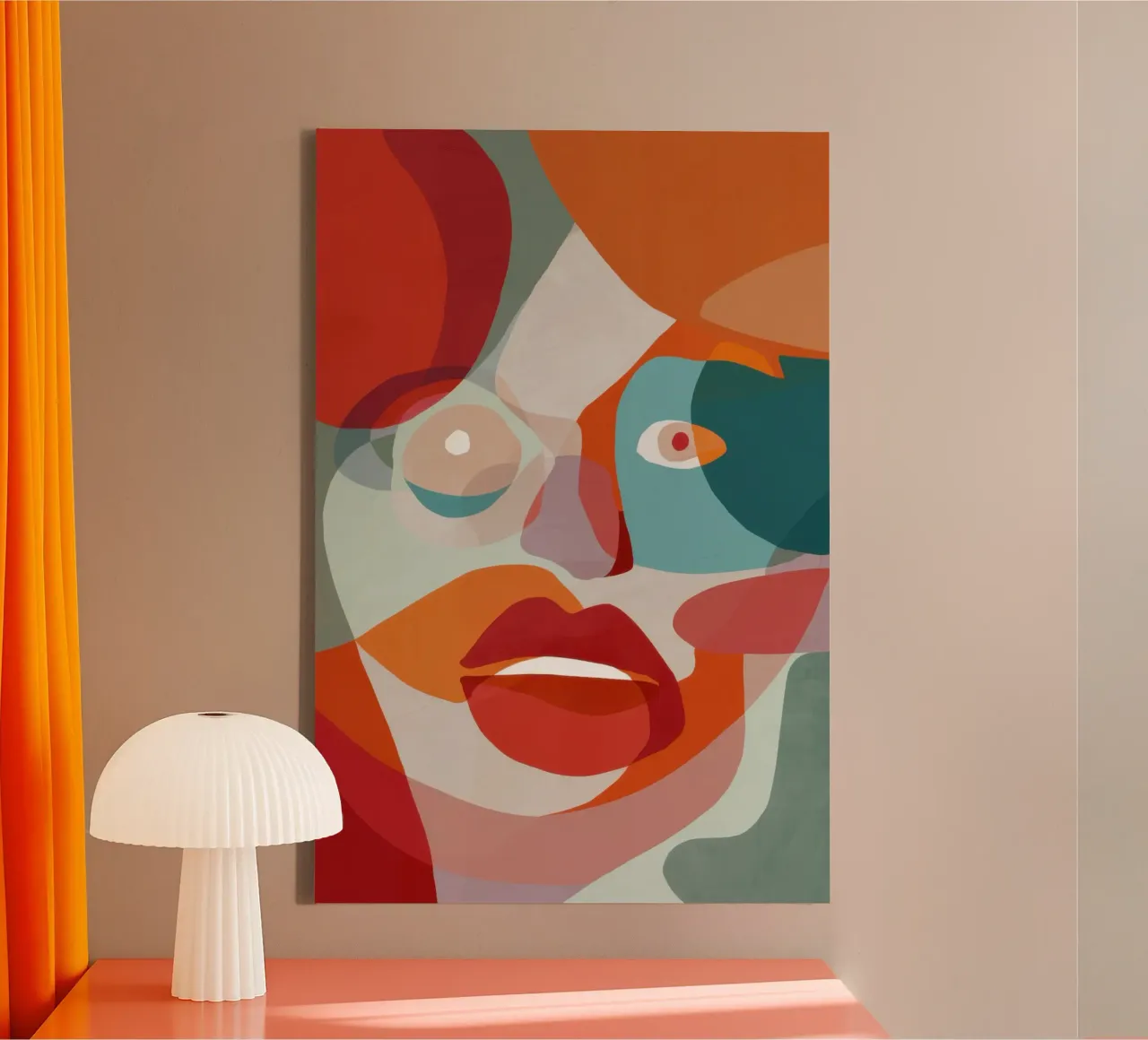 Gefragmenteerd schoonheidsportret canvas met Baklijst van Thistle Bloom