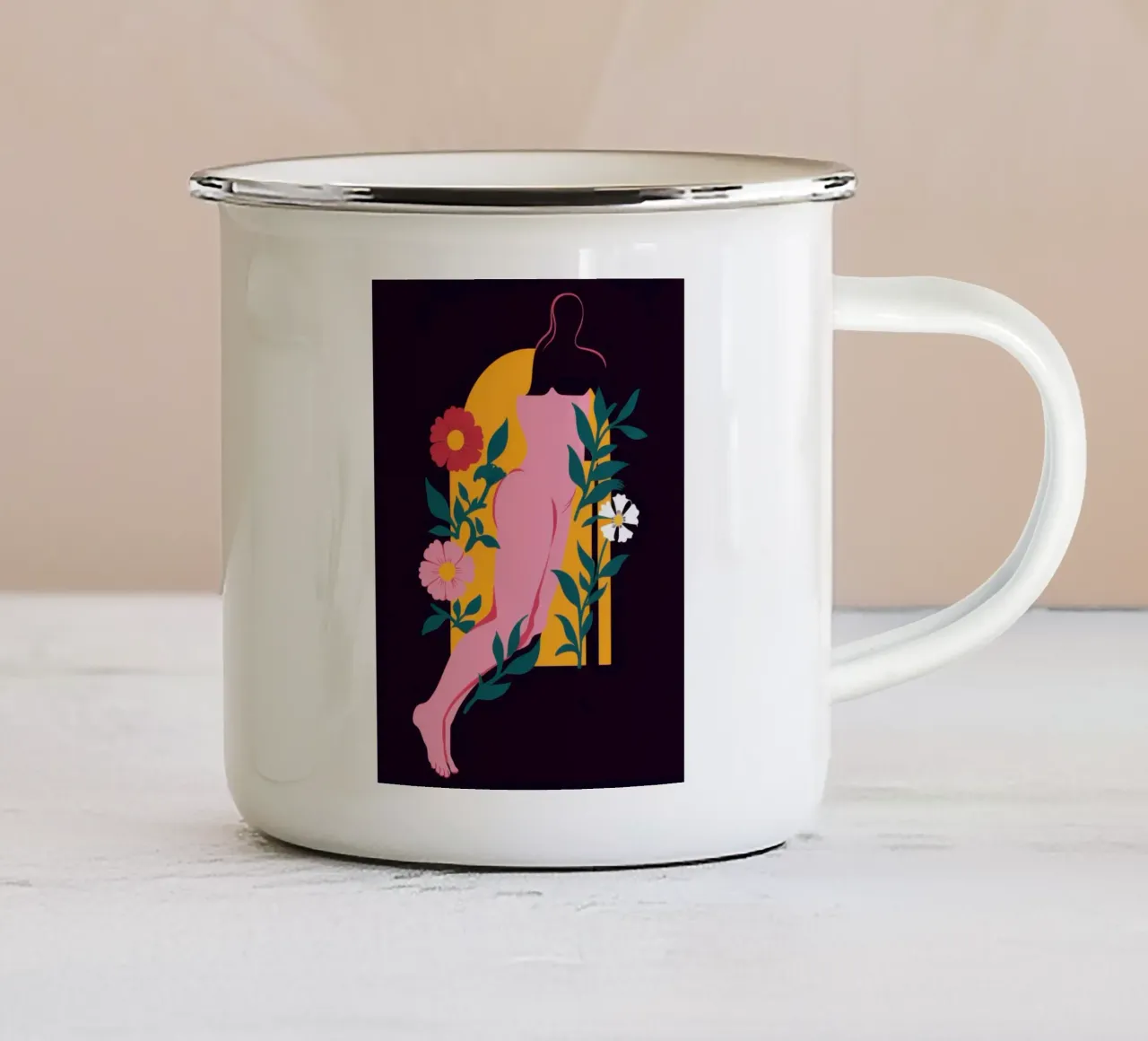 Dea floreale nuda tazza in smalto da Obs Canvas