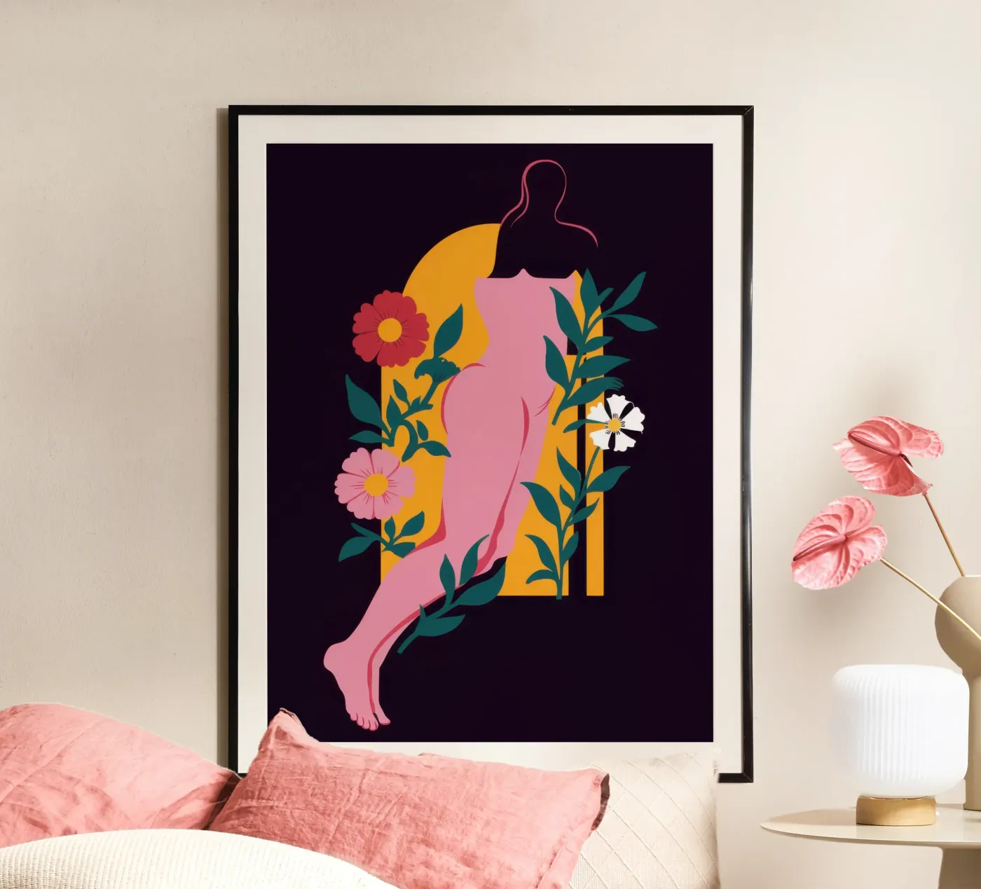 Dea floreale nuda poster da Obs Canvas