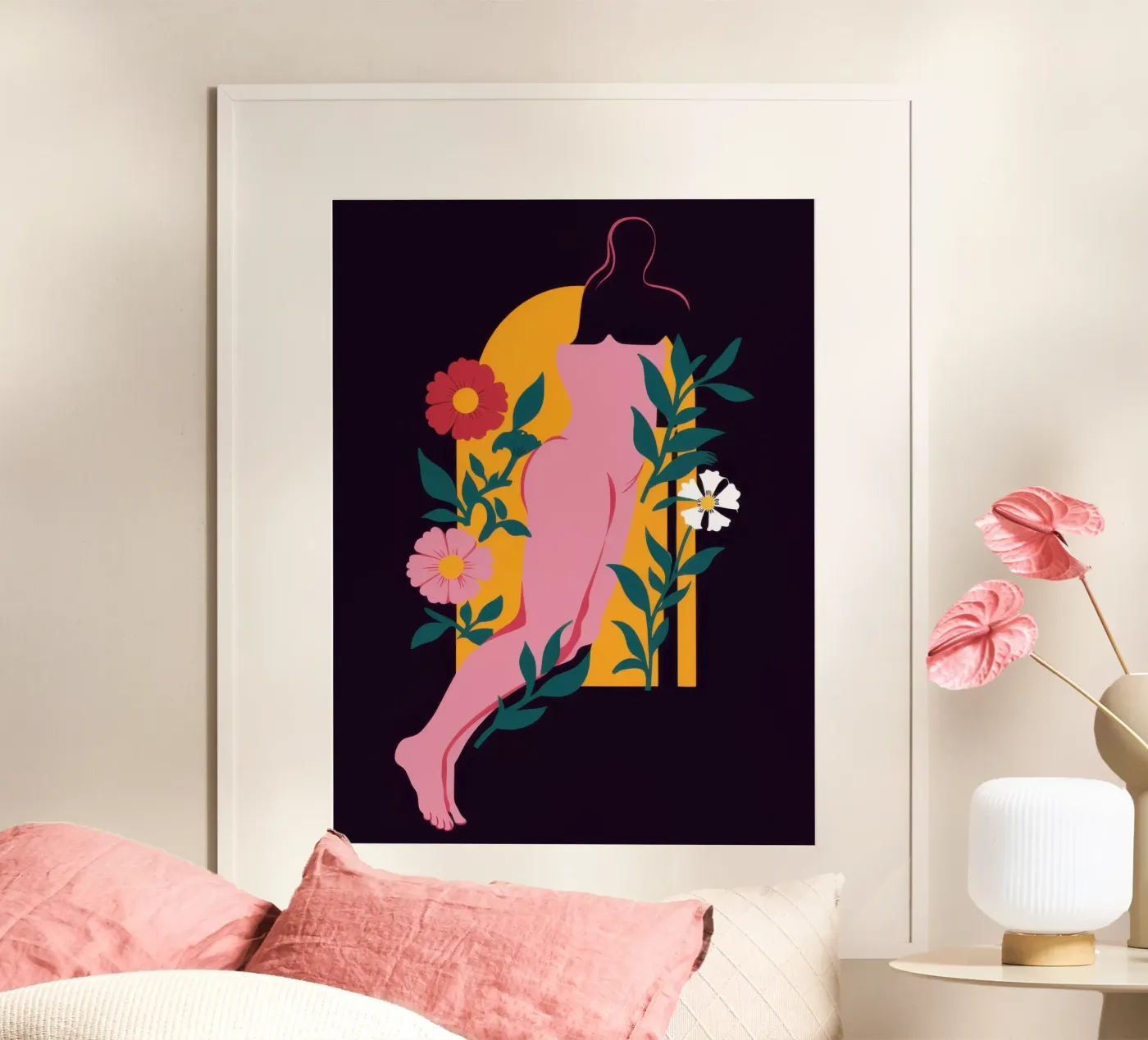 Dea floreale nuda poster da Obs Canvas