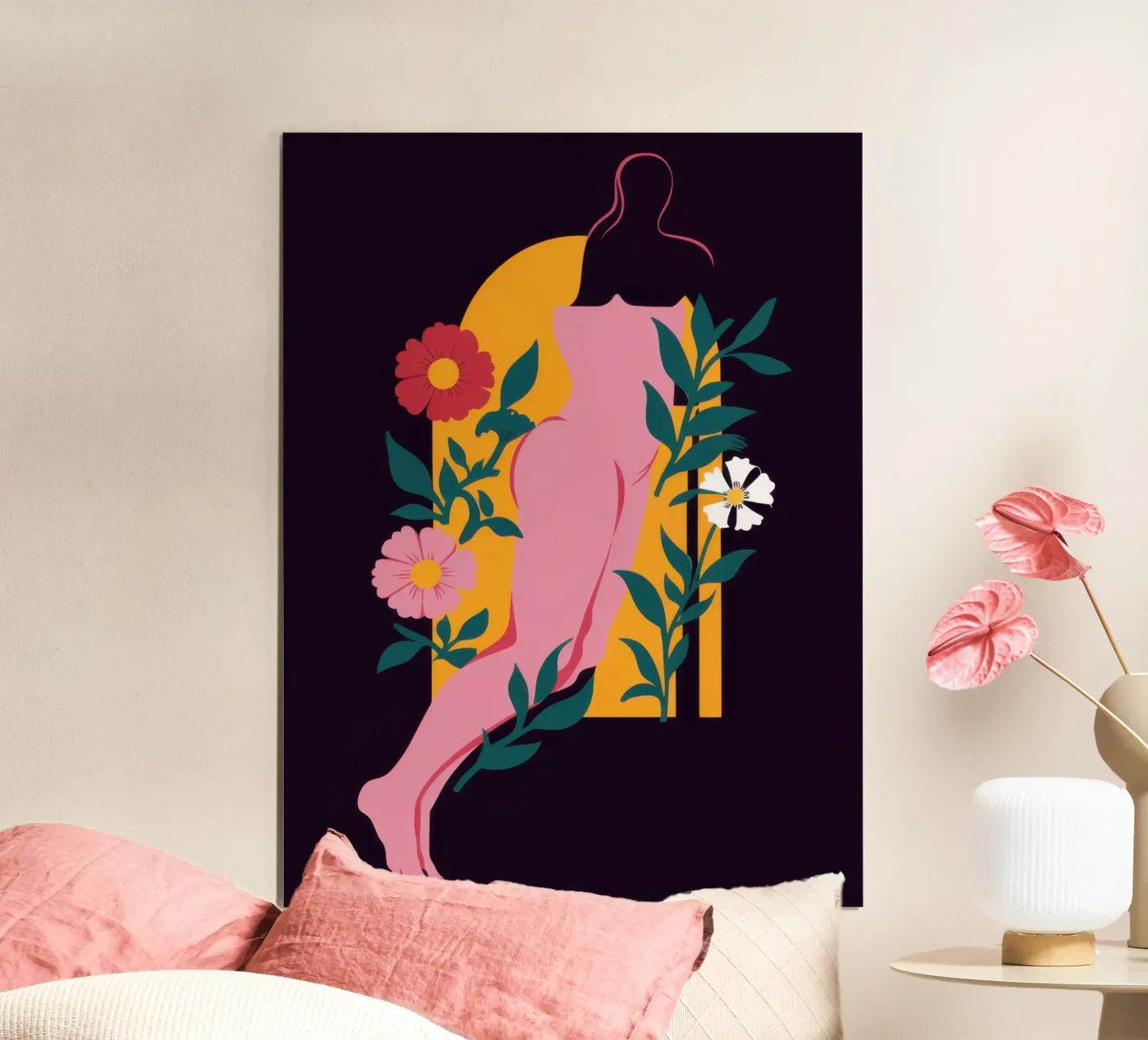 Dea floreale nuda poster da Obs Canvas