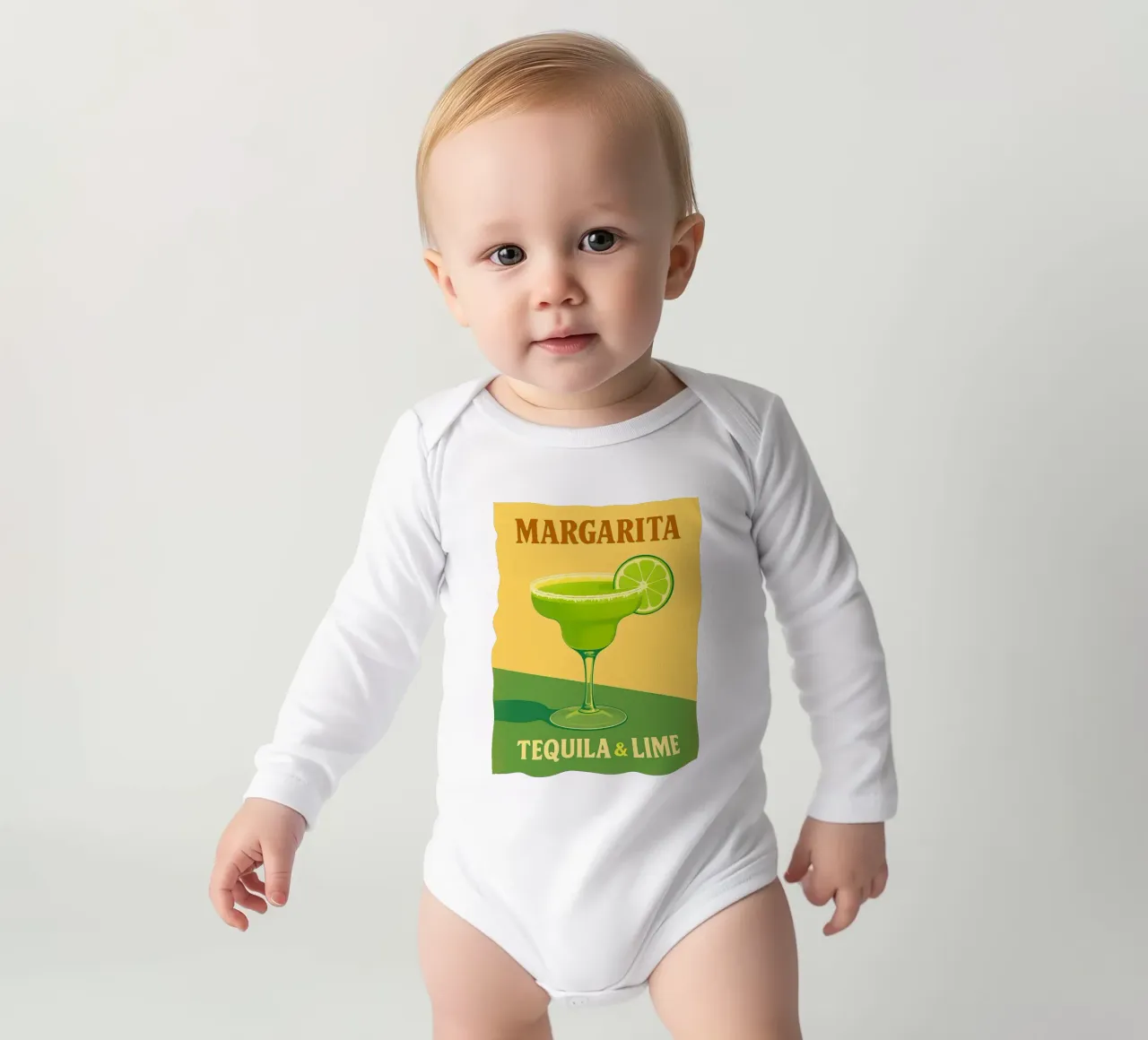 Margarita Tequila & Lime Cocktail Illustration body neonato maniche lunghe da 🥝 KIWI STORE