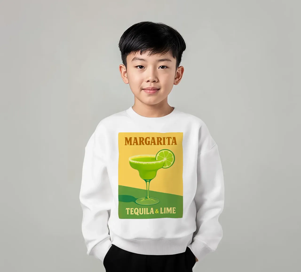 Margarita Tequila & Lime Cocktail Illustration felpa bambino da 🥝 KIWI STORE