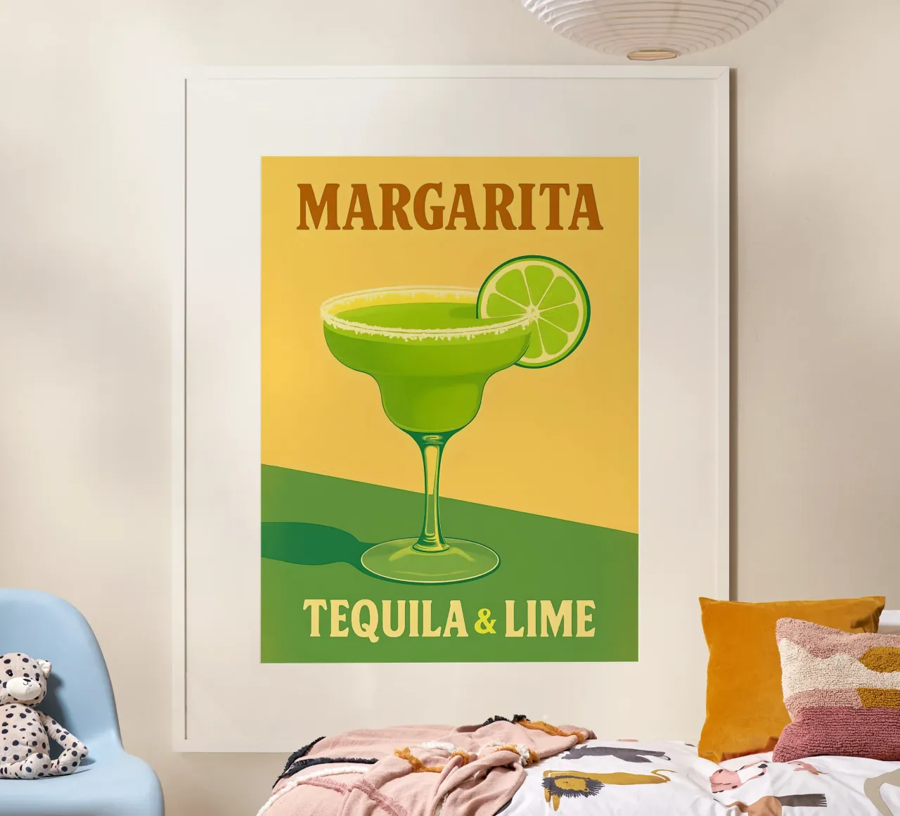 Ilustración de cóctel Margarita con tequila y lima poster con marco de aluminio de 🥝 KIWI STORE