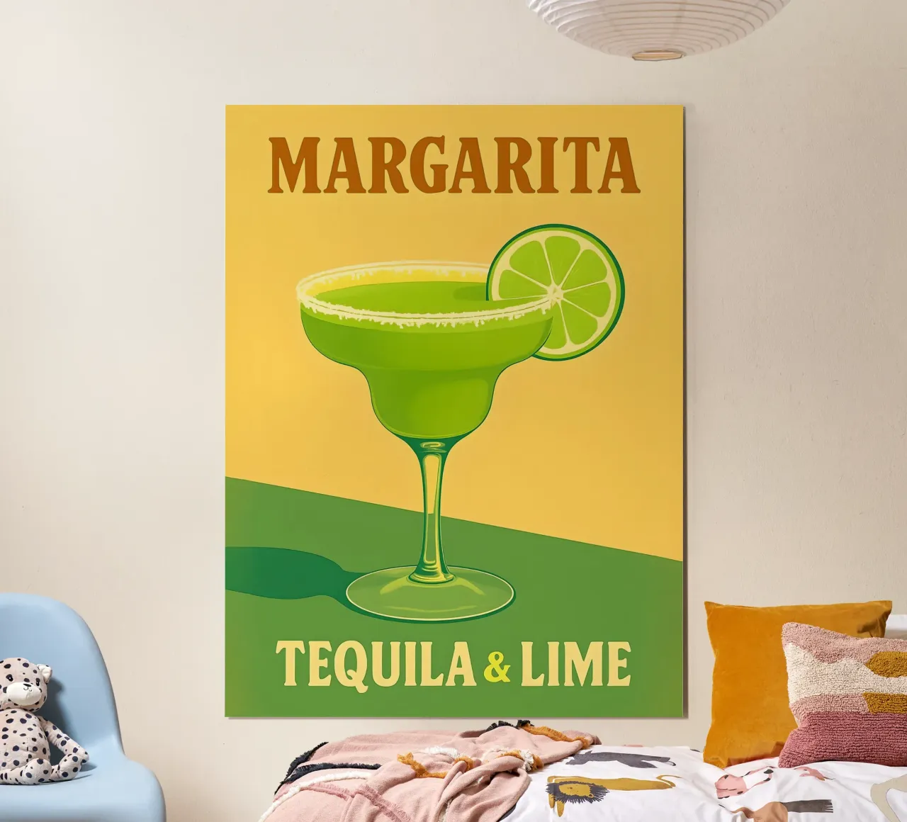 Ilustración de cóctel Margarita con tequila y lima poster con marco de aluminio de 🥝 KIWI STORE