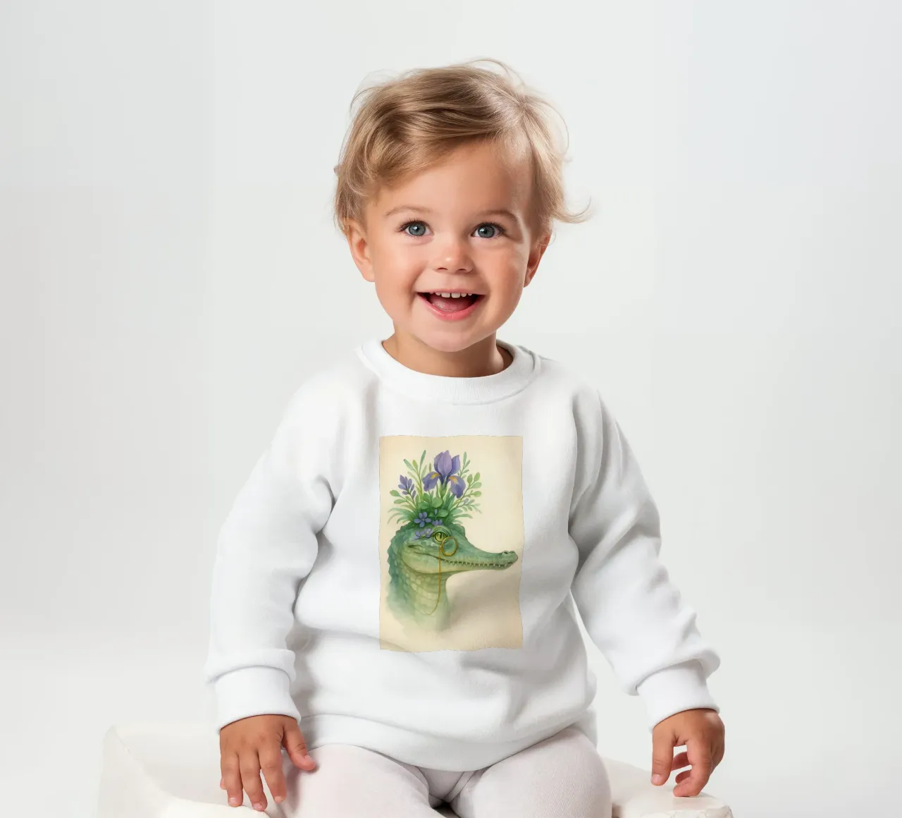 Gentle Gator: Fiori e Ottoni felpa neonato da Graceful Desine