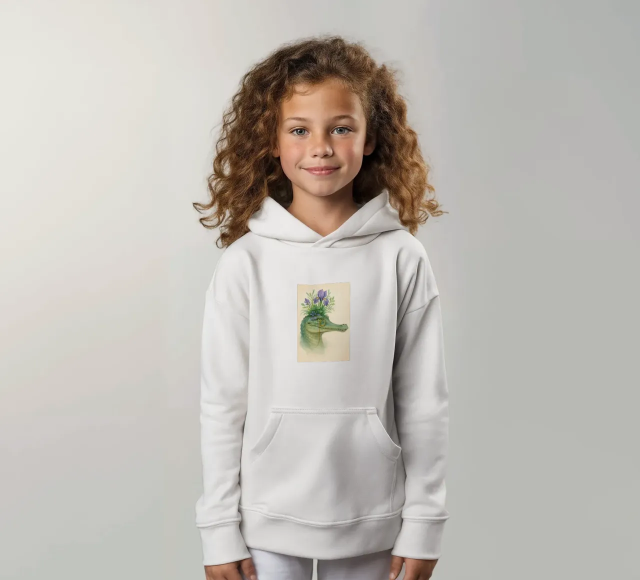 Gentle Gator: Blossoms & Brass kids hoodie by Graceful Desine