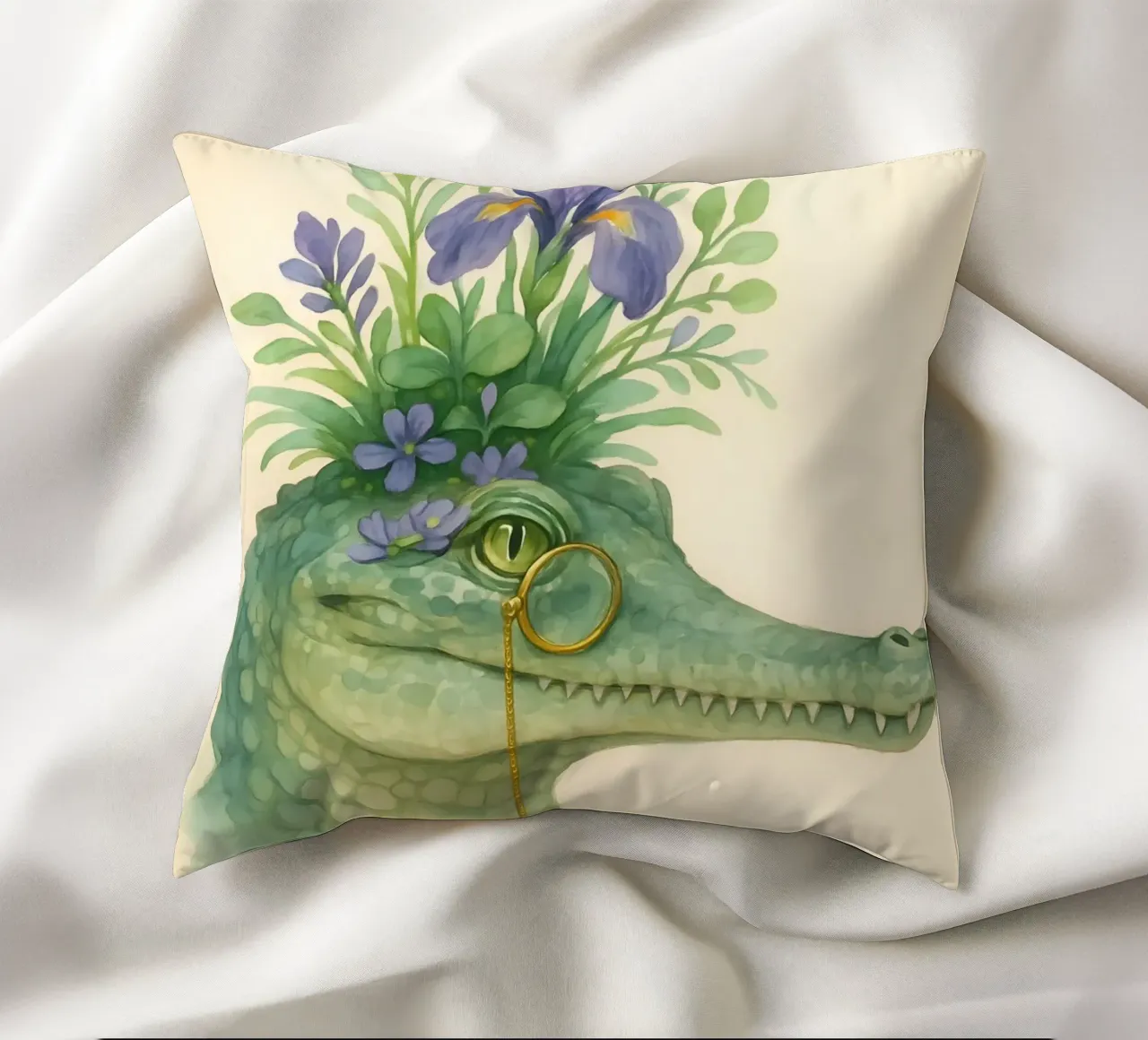 Zachte krokodil: Bloesems & Messing kussen van Graceful Desine