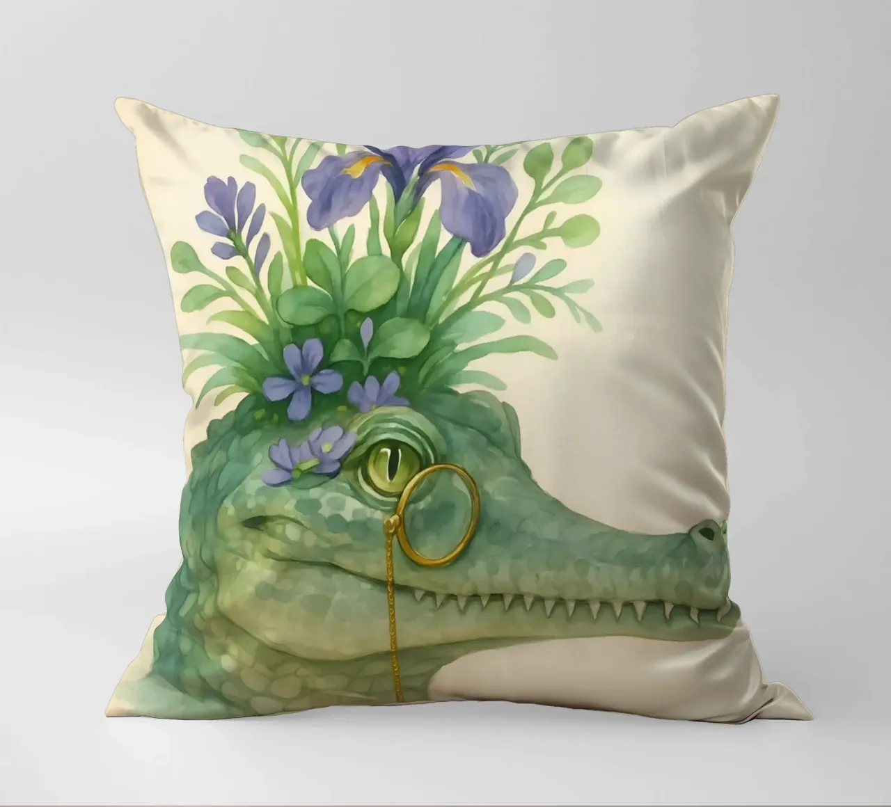 Zachte krokodil: Bloesems & Messing kussen van Graceful Desine