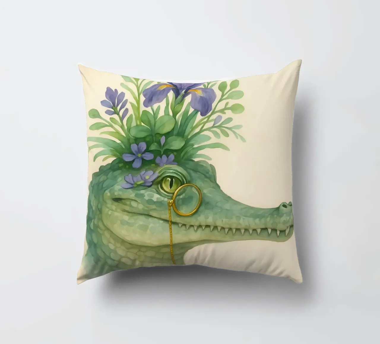 Zachte krokodil: Bloesems & Messing kussen van Graceful Desine