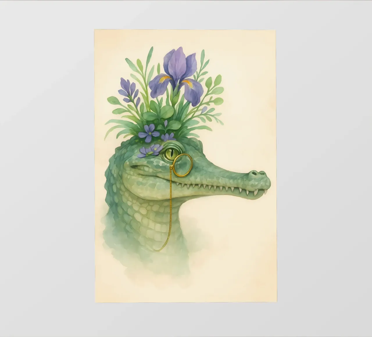 Zachte krokodil: Bloesems & Messing pvc-zeil van Graceful Desine