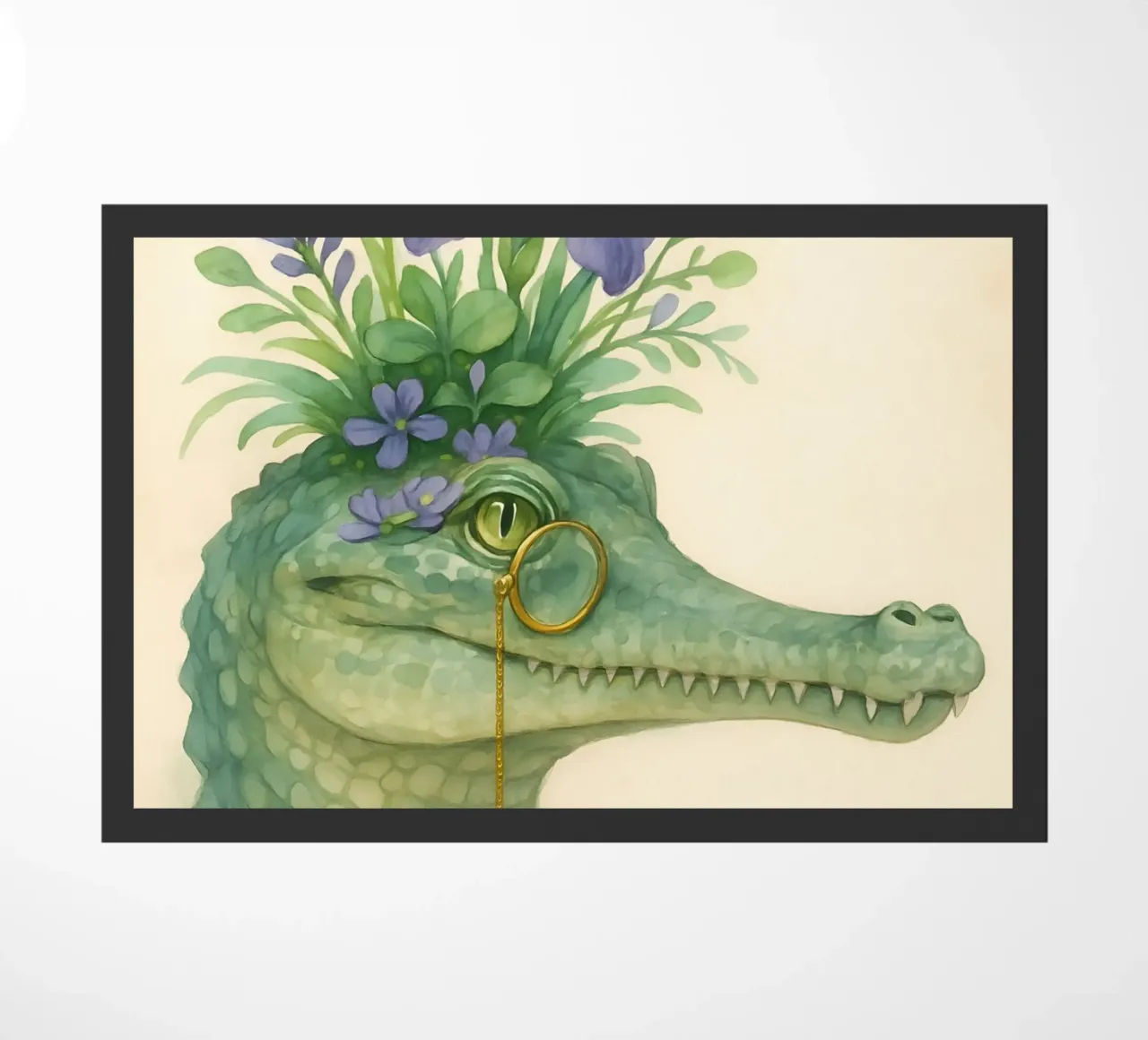 Zachte krokodil: Bloesems & Messing deurmat van Graceful Desine