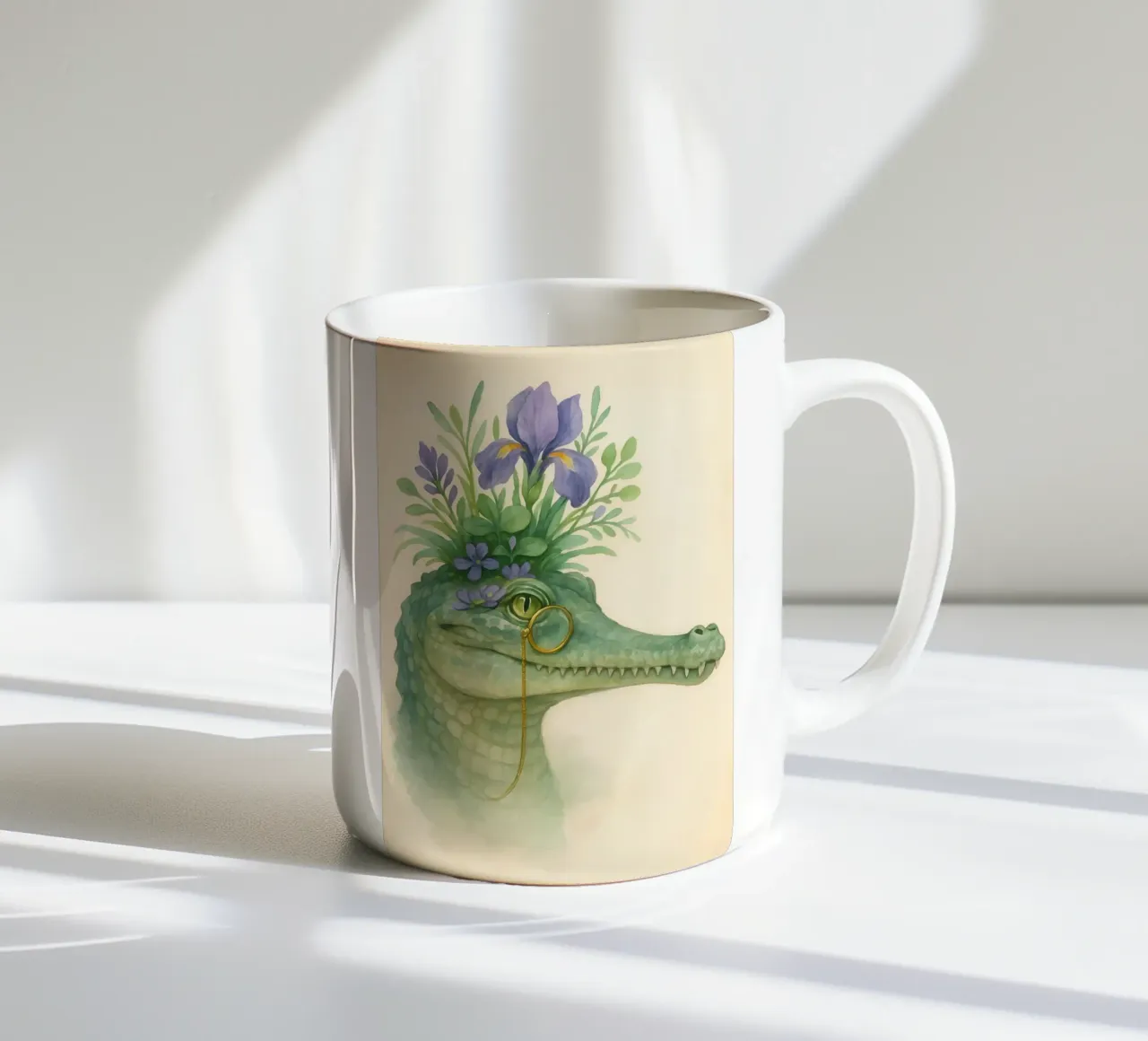 Zachte krokodil: Bloesems & Messing keramische mok van Graceful Desine
