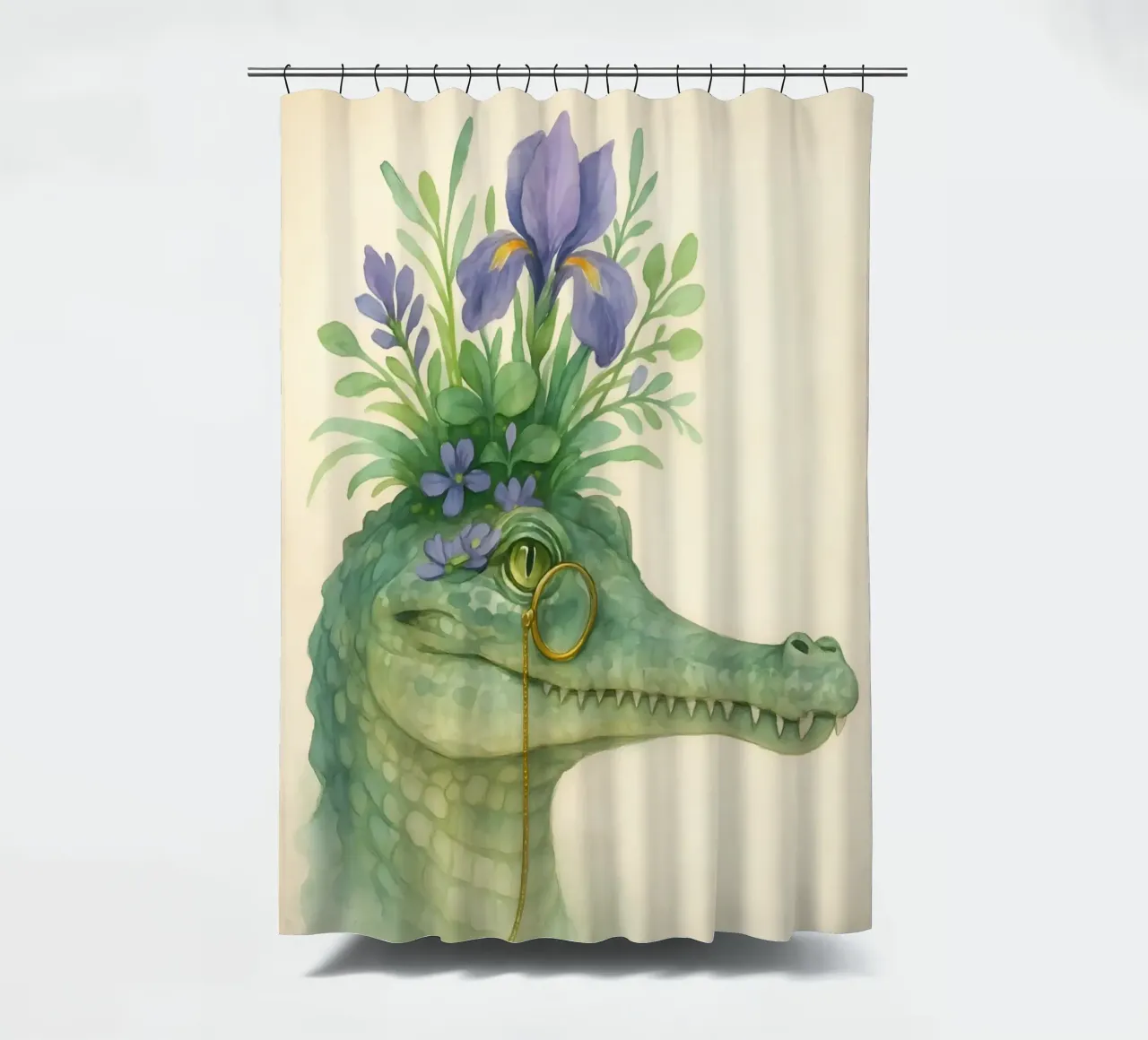 Zachte krokodil: Bloesems & Messing douchegordijn van Graceful Desine