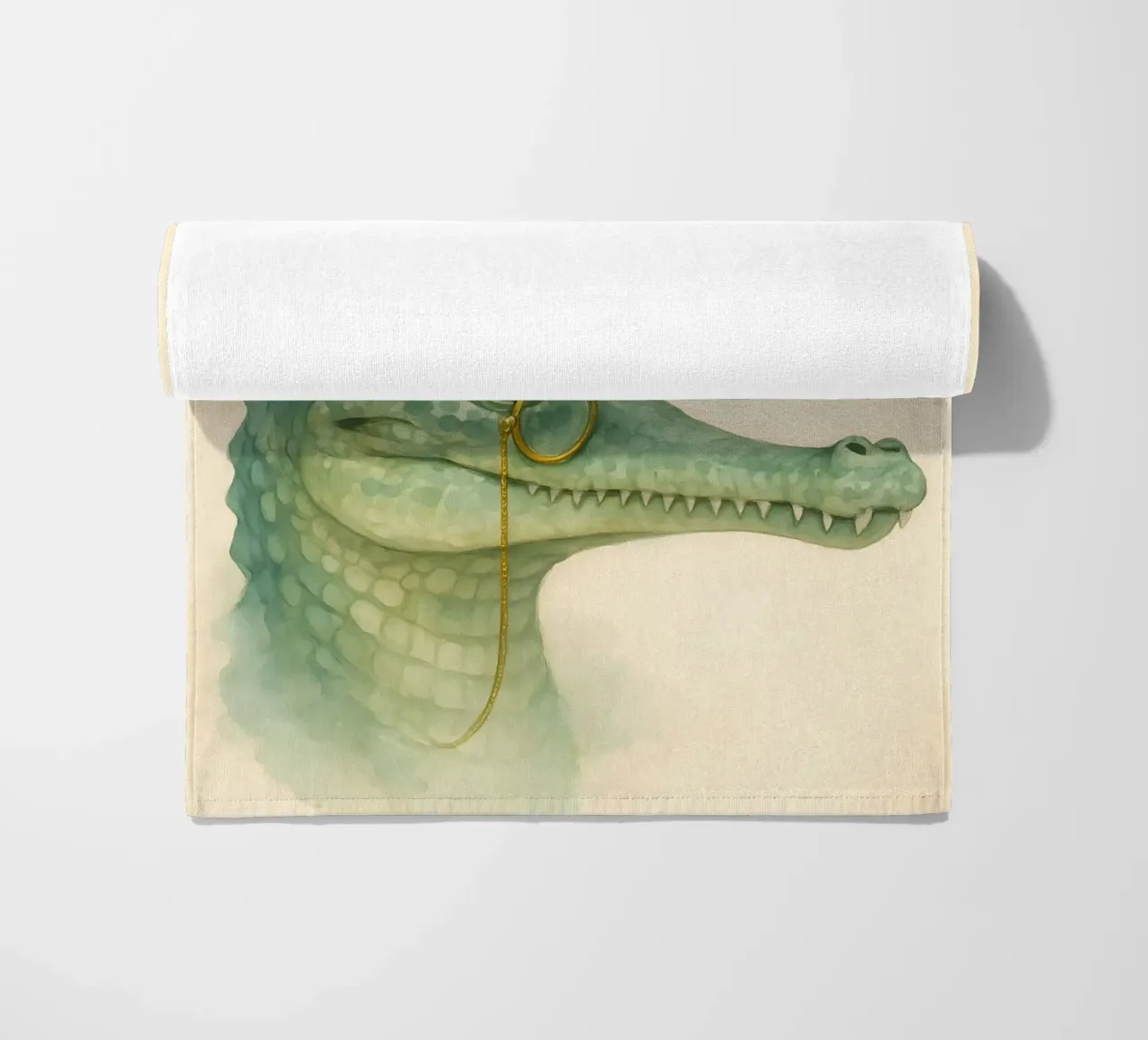 Zachte krokodil: Bloesems & Messing strandhanddoek van Graceful Desine