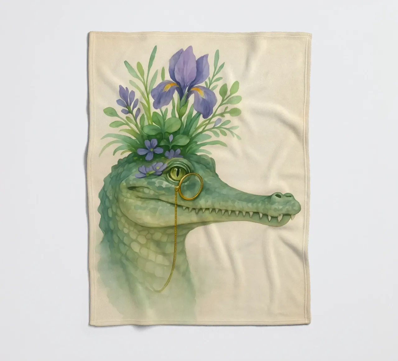 Zachte krokodil: Bloesems & Messing fleecedeken van Graceful Desine