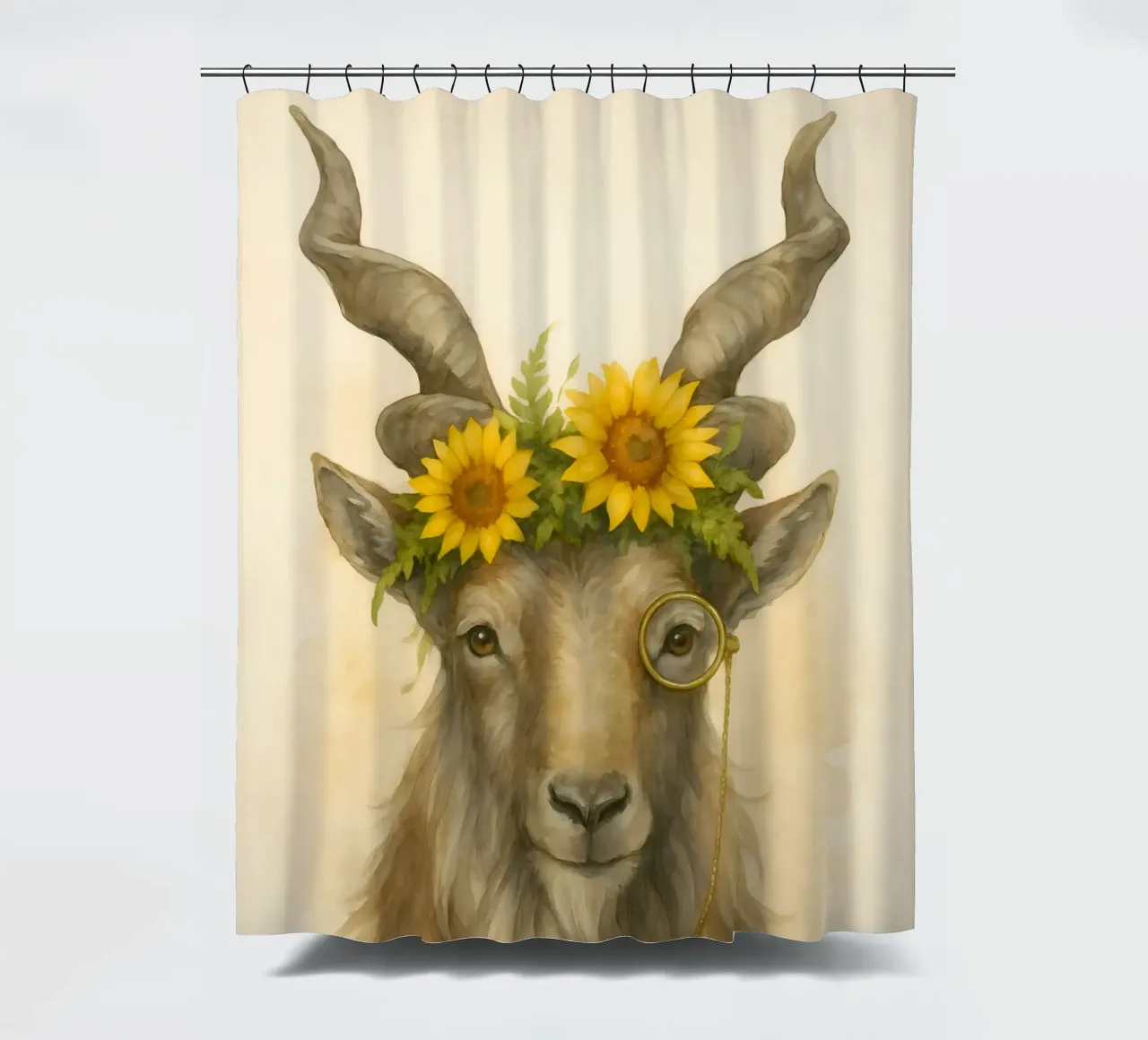 Sunbeam Sage: The Noble Goat shower curtain by Graceful Desine