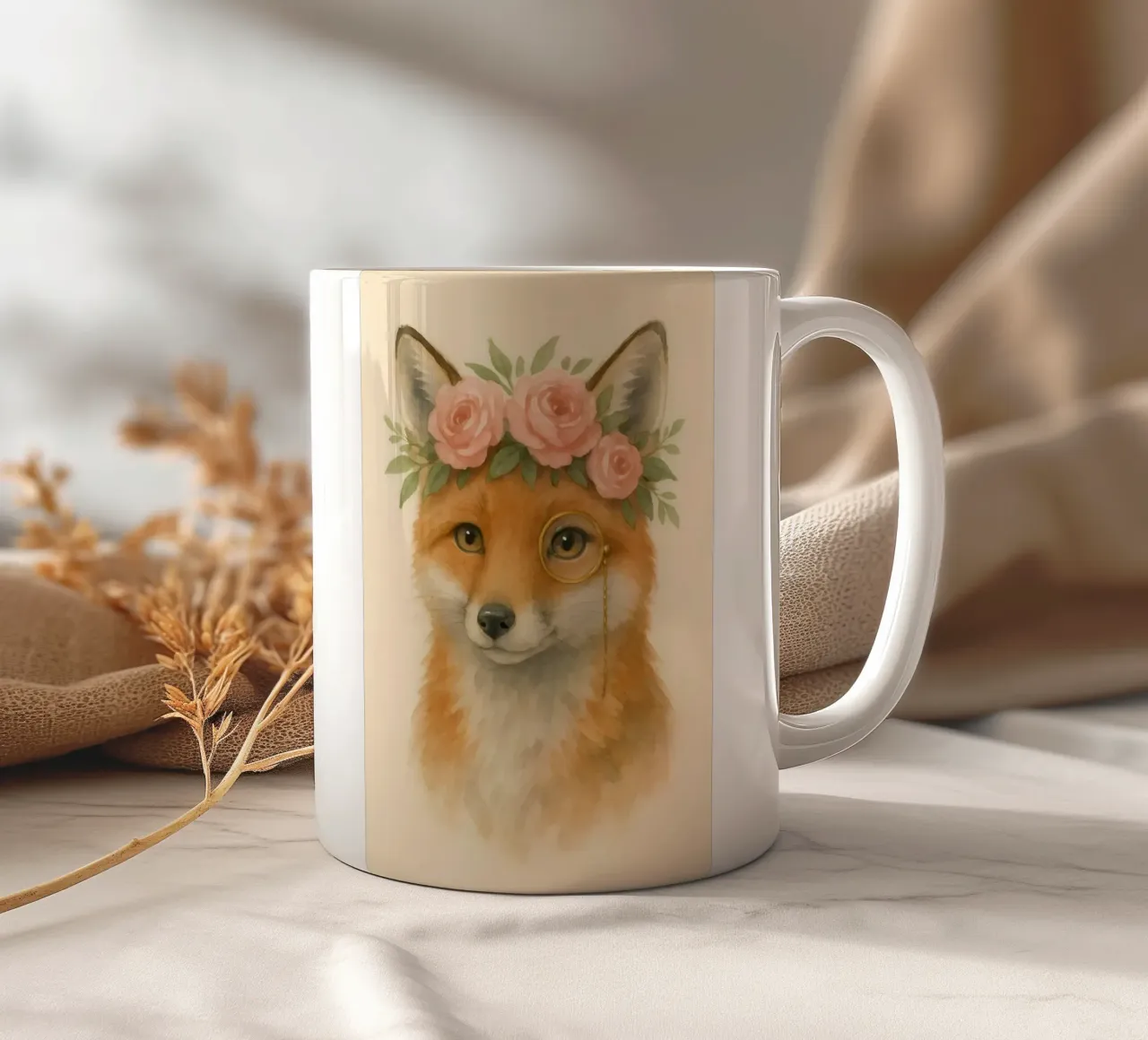 Volpe floreale: Lo studioso gentile tazza in ceramica da Graceful Desine