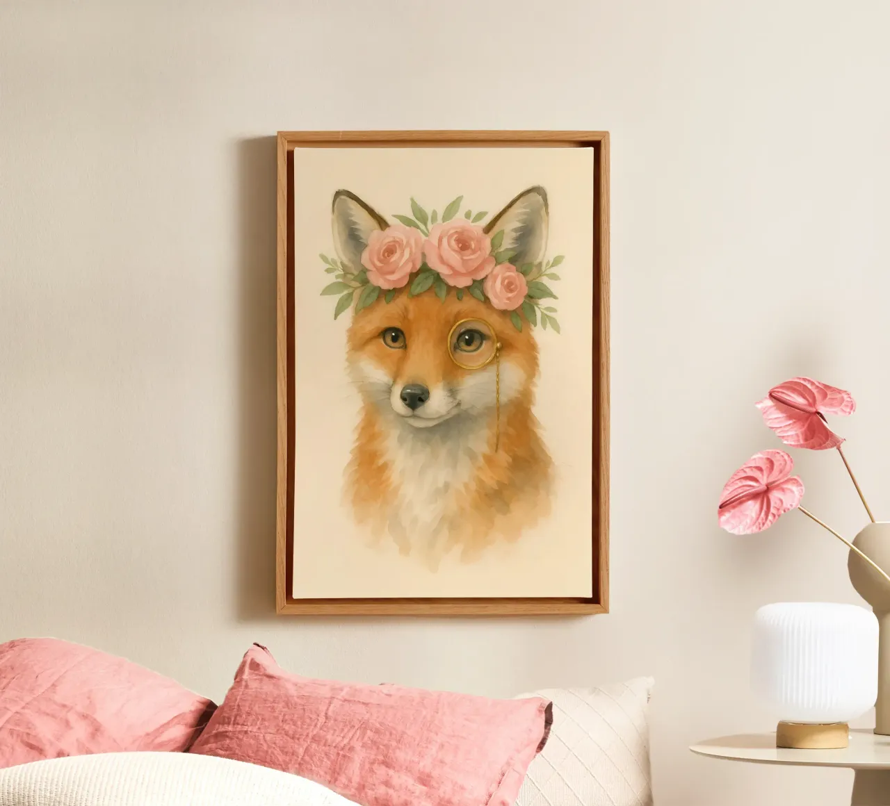 Bloemenvos: De Zachte Geleerde canvas met Baklijst van Graceful Desine