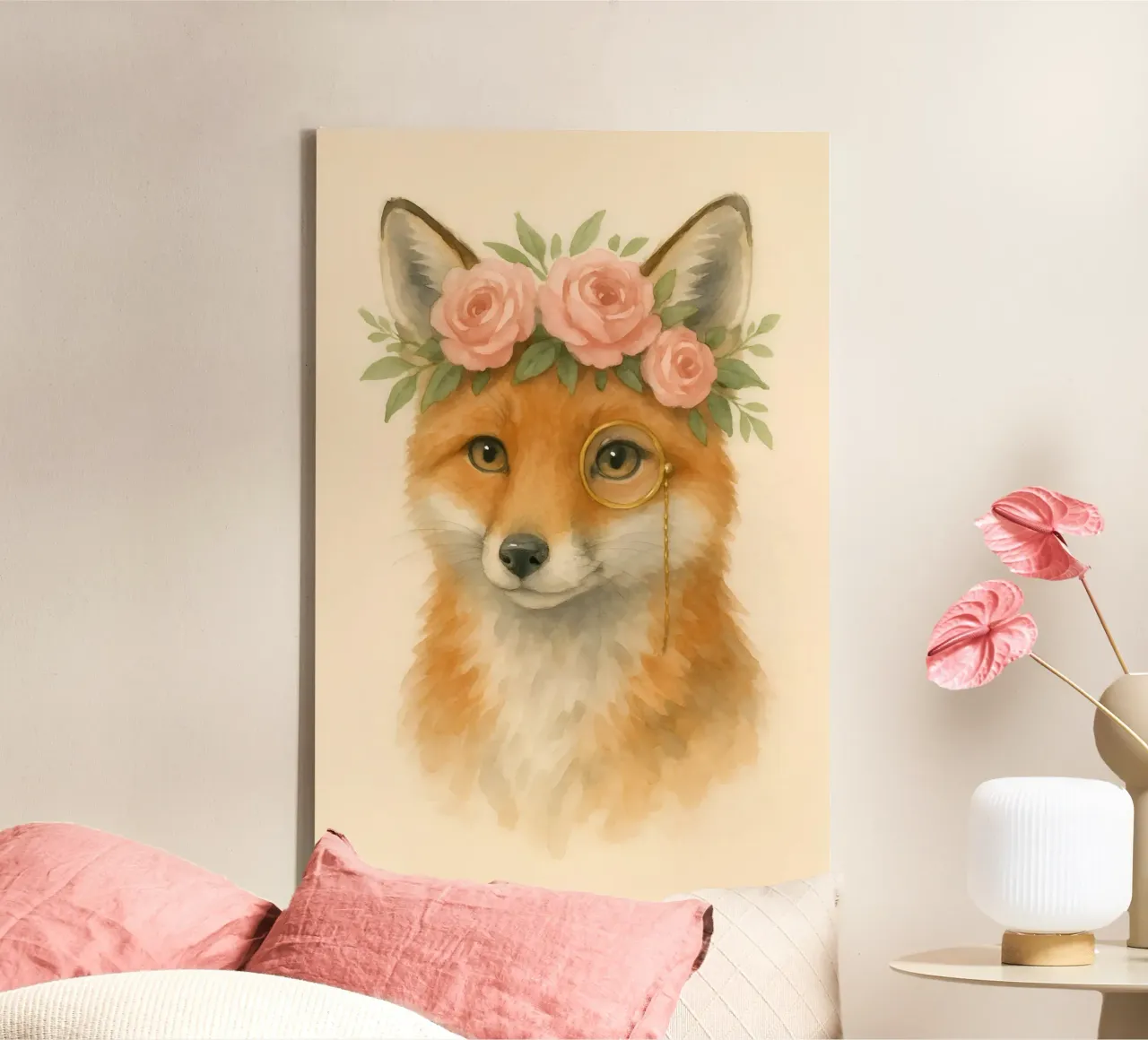 Bloemenvos: De Zachte Geleerde canvas met Baklijst van Graceful Desine