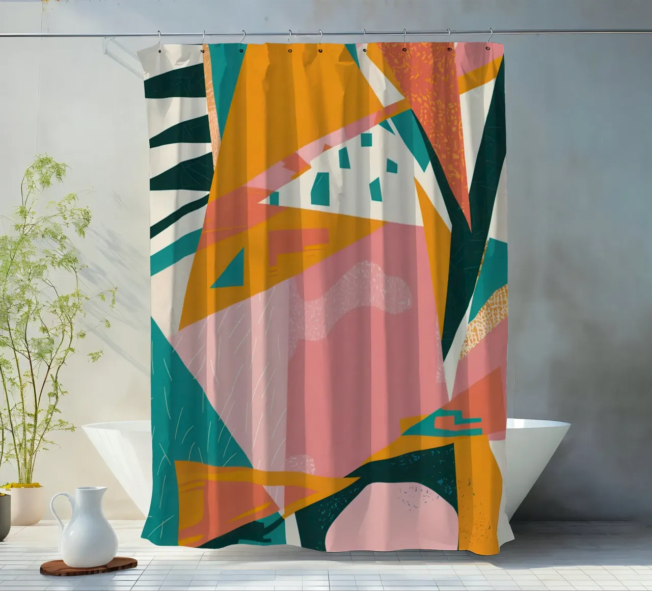 Shattered Sun Collage shower curtain by Obs Canvas