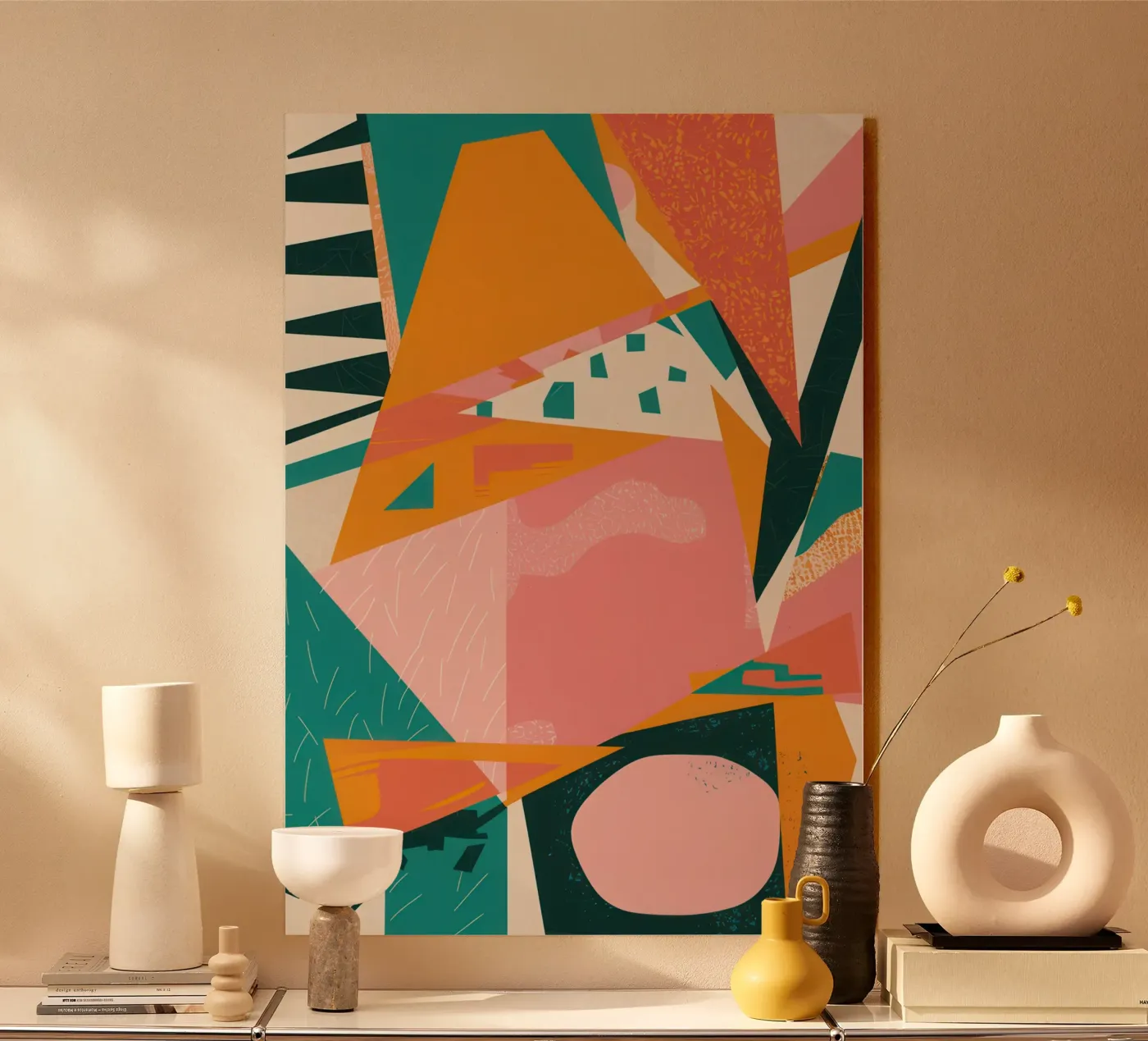 Versplinterde zon Collage acryl van Obs Canvas