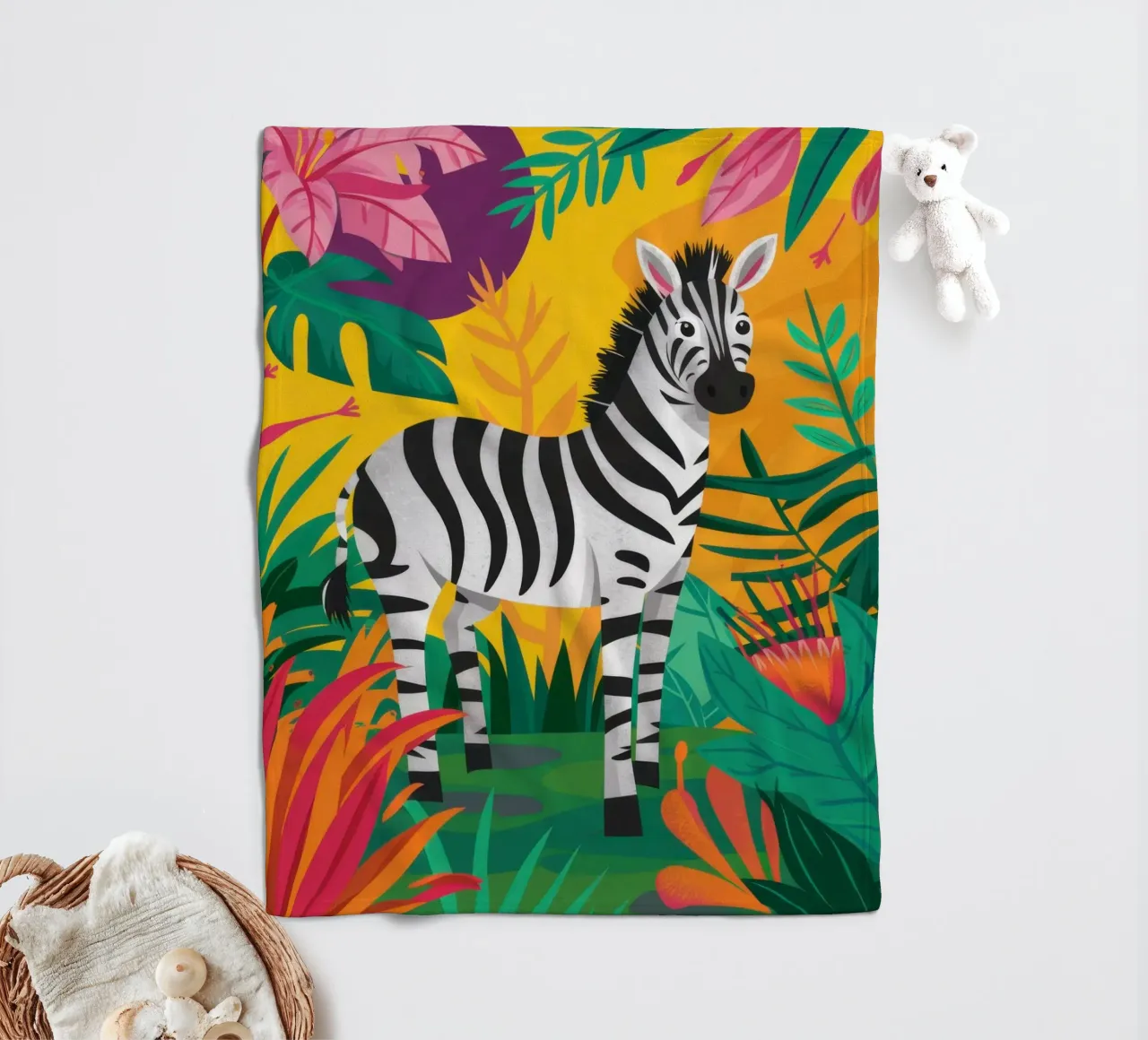Jungle Zebra Majesty coperta in pile da Line Fable