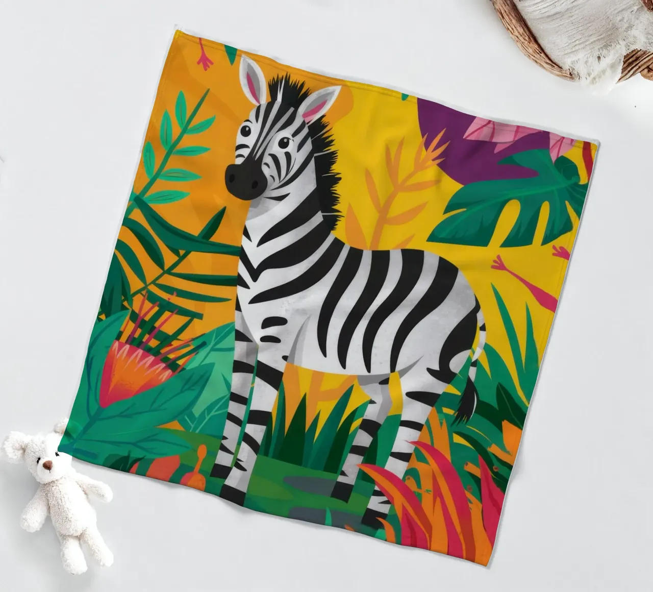 Jungle Zebra Majesty coperta in pile da Line Fable