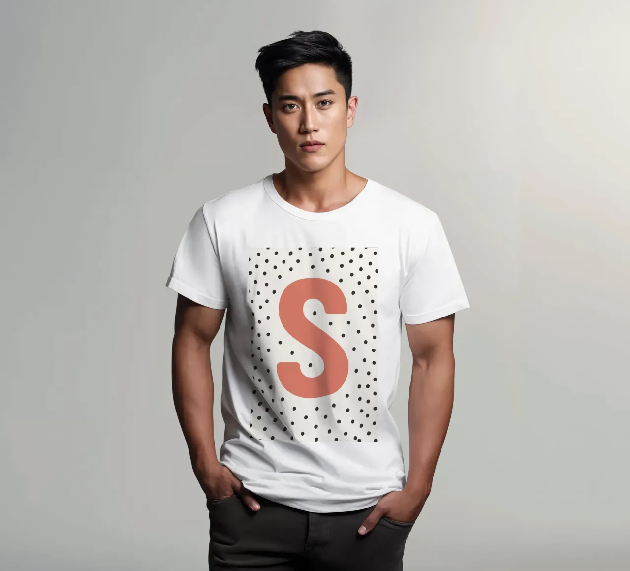 Initial S on dot pattern - Scandinavian style t-shirt by KidzStudio