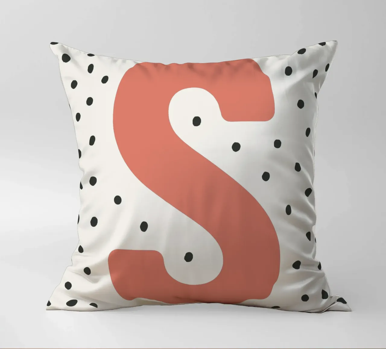 Initial S on dot pattern - Scandinavian style decorative cushion by KidzStudio