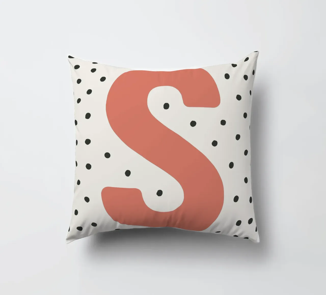 Initial S on dot pattern - Scandinavian style decorative cushion by KidzStudio