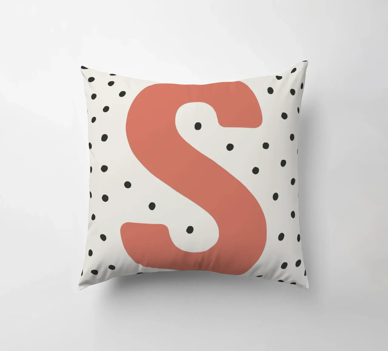 Initial S on dot pattern - Scandinavian style decorative cushion by KidzStudio