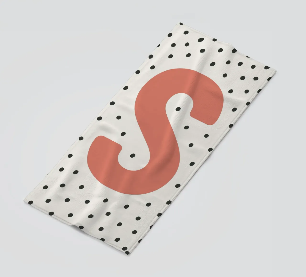 Initial S on dot pattern - Scandinavian style beach towel by KidzStudio