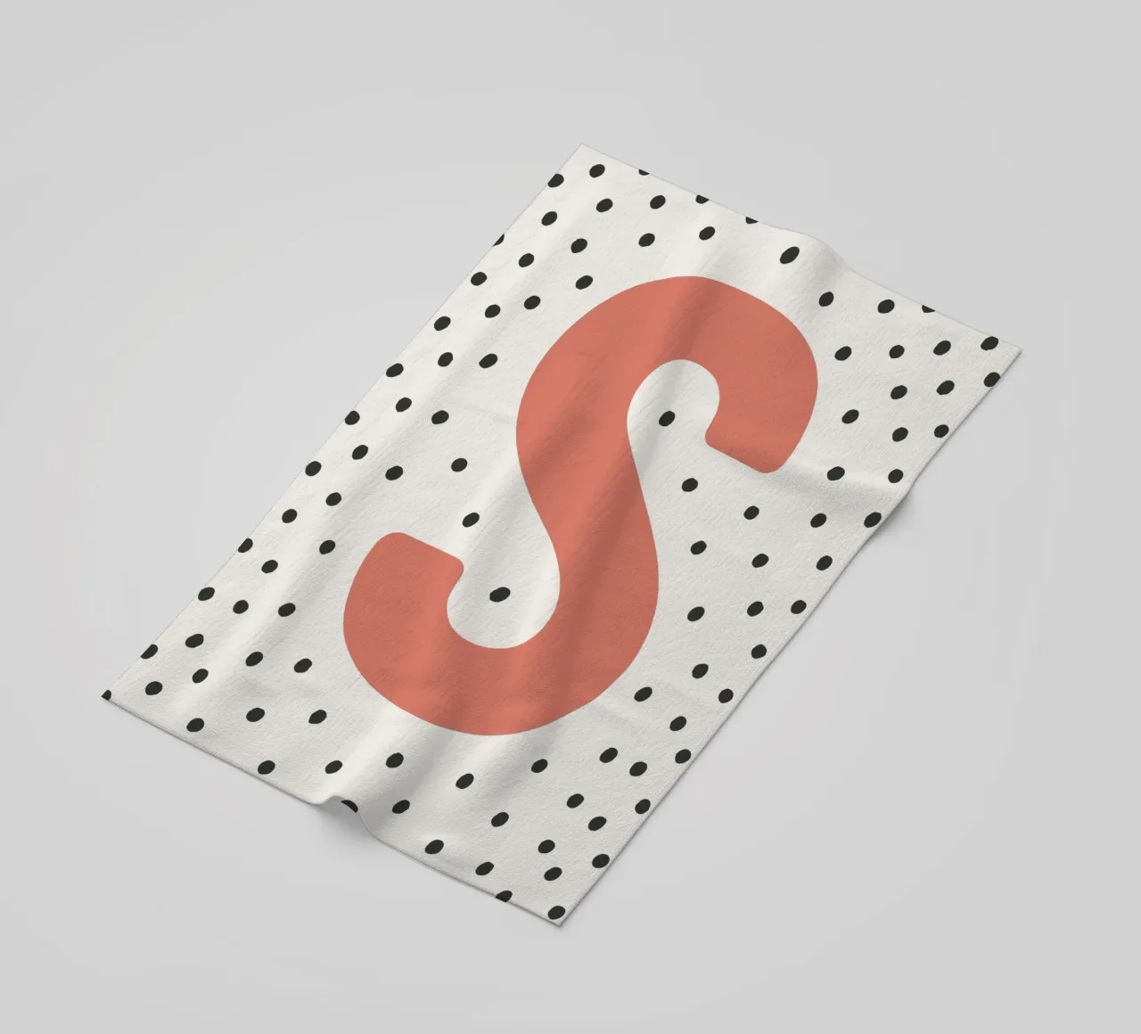 Initial S on dot pattern - Scandinavian style beach towel by KidzStudio