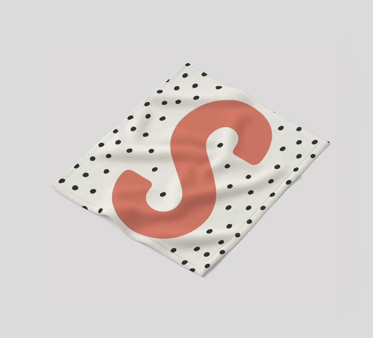 Initial S on dot pattern - Scandinavian style fleece blanket by KidzStudio
