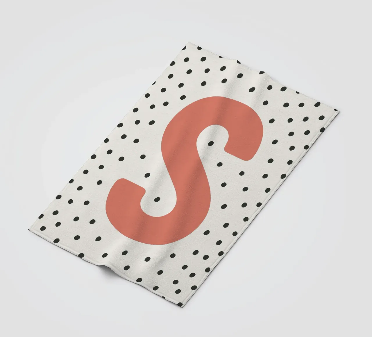 Initial S on dot pattern - Scandinavian style fleece blanket by KidzStudio
