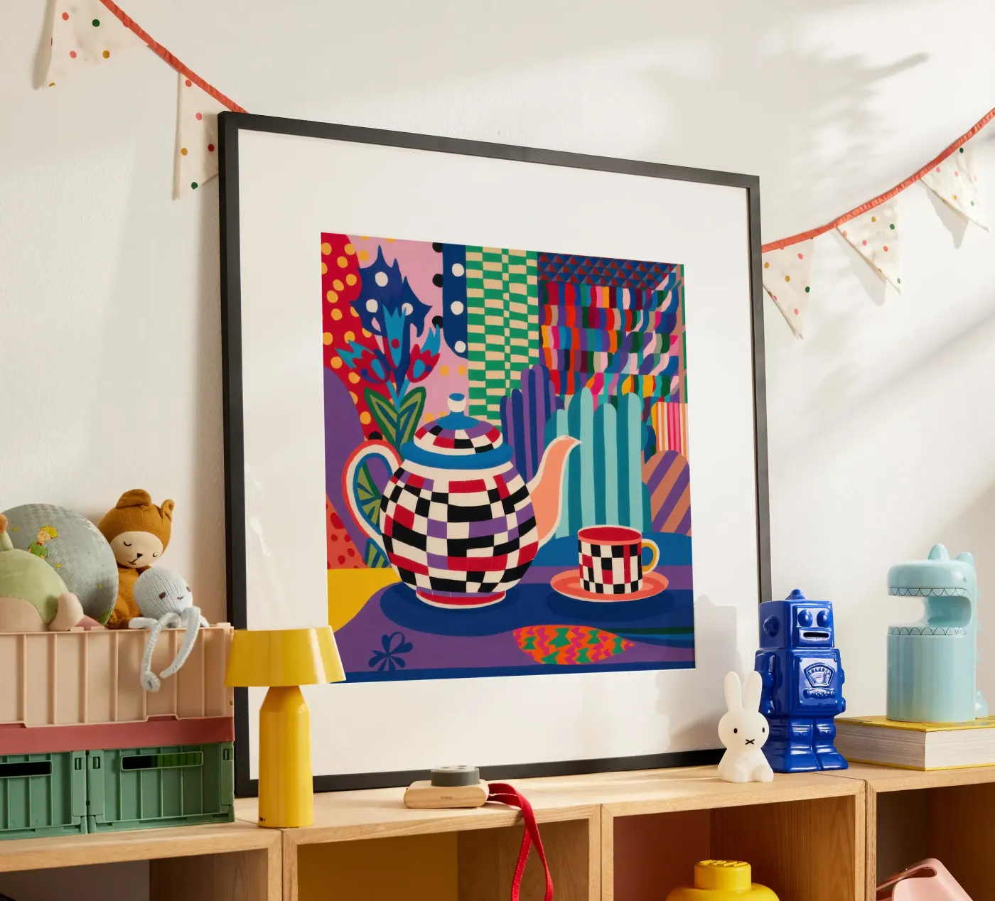 Checkered Tea Time poster by Thistle Bloom