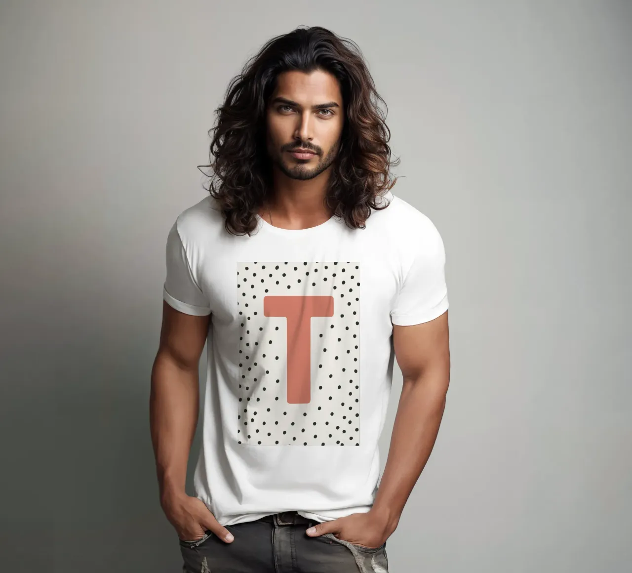 Initial T on dot pattern - Scandinavian style t-shirt by KidzStudio