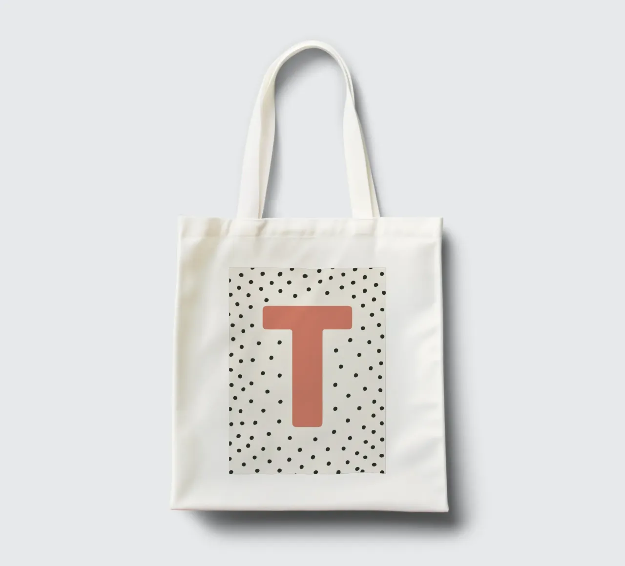 Initial T on dot pattern - Scandinavian style tote bag by KidzStudio