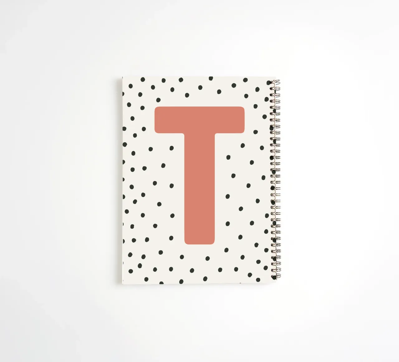Initial T on dot pattern - Scandinavian style spiral notebook by KidzStudio