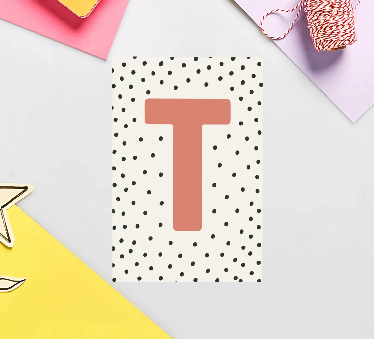 Initial T on dot pattern - Scandinavian style sticker by KidzStudio