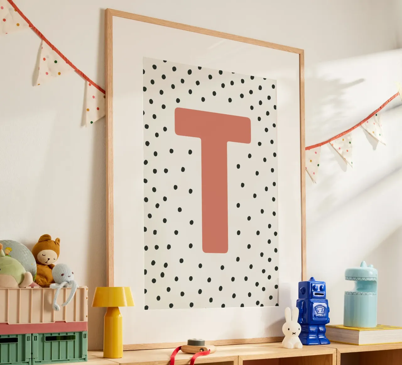 Initial T on dot pattern - Scandinavian style hahnemühle by KidzStudio