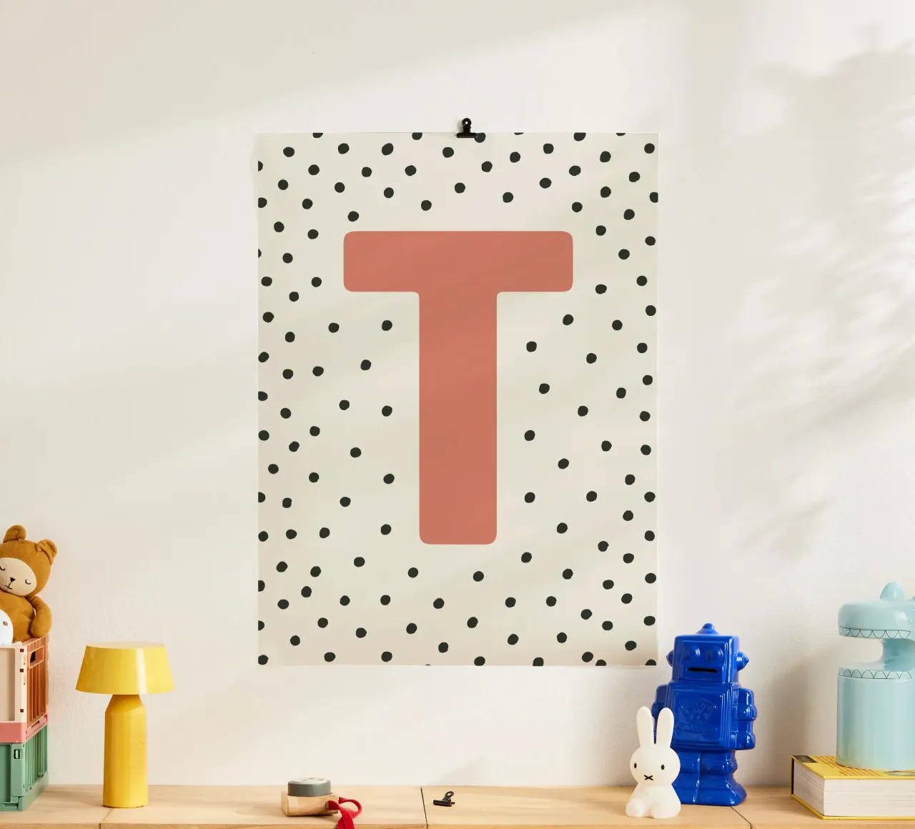 Initial T on dot pattern - Scandinavian style hahnemühle by KidzStudio