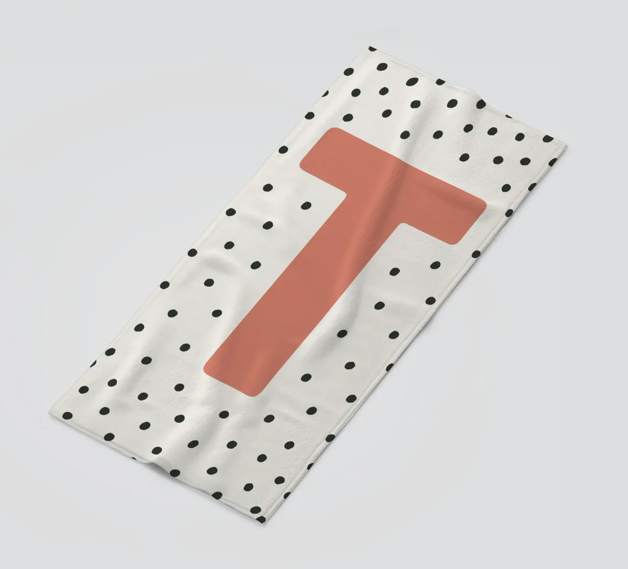 Initial T on dot pattern - Scandinavian style beach towel by KidzStudio